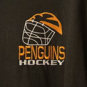 NWOT LEGENDS ATHLETIC (PITTSBURG) PENGUINS “polo type” shirt. BLACK, size XL.